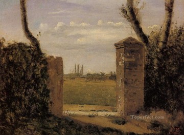  romantic - Boid Guillaumi near Rouen A Gate Flanked by Two Posts plein air Romanticism Jean Baptiste Camille Corot